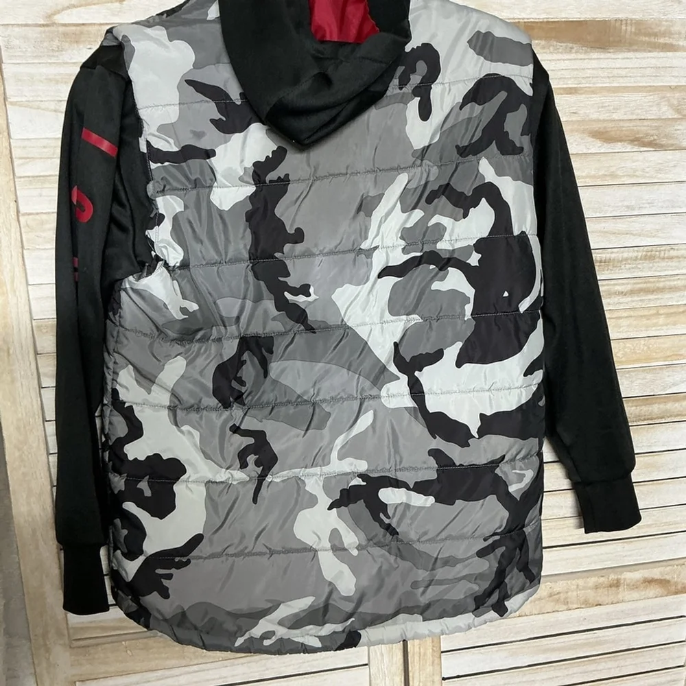 Jordan Black and Gray Camouflage Puffer Jacket